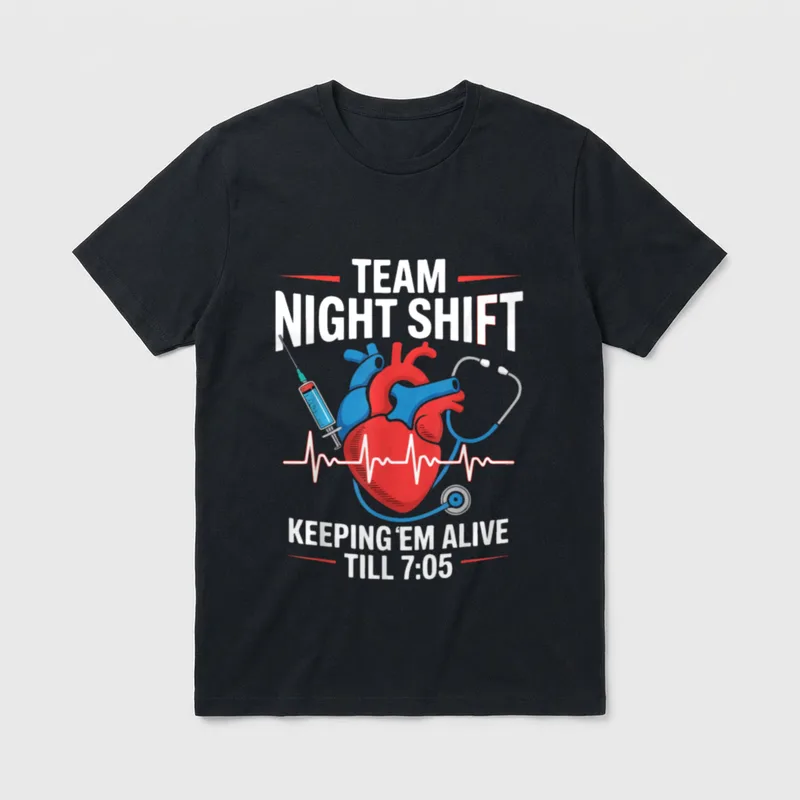 Night Team Shift Nurse Life Medical T-Shirt – Classic T-Shirt in Black