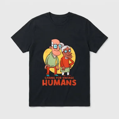Caring for Vintage Humans Nurses Show T-Shirt – Classic T-Shirt in Black