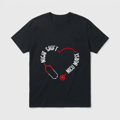 Night Shift Nicu Nurse Appreciation Stethoscope T-Shirt – Classic T-Shirt in Black