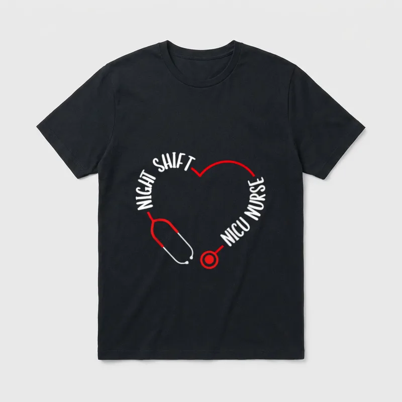 Night Shift Nicu Nurse Appreciation Stethoscope T-Shirt – Classic T-Shirt in Black
