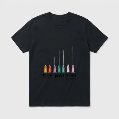 Needle Size Matters Funny Nursing CNA T-Shirt – Classic T-Shirt in Black