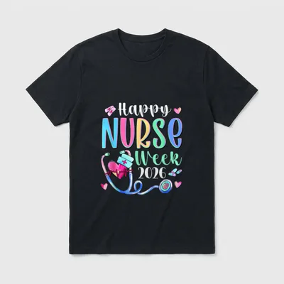 Happy Nurse Week 2026 Stethoscope Registered T-Shirt – Classic T-Shirt in Black