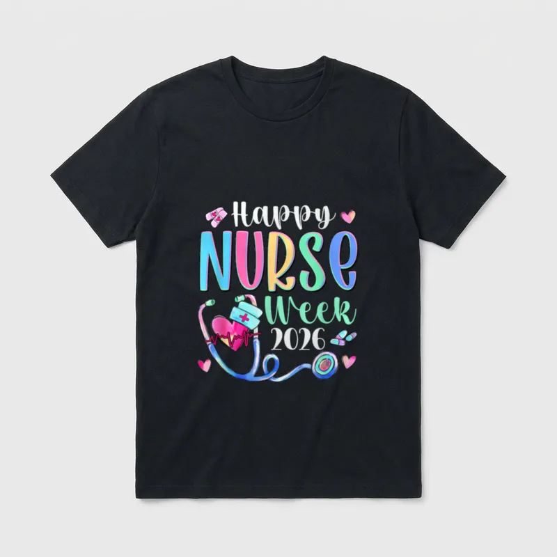 Happy Nurse Week 2026 Stethoscope Registered T-Shirt – Classic T-Shirt in Black