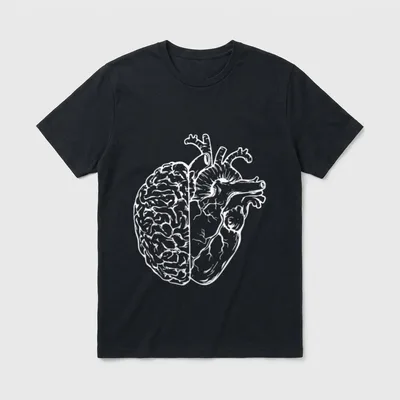 Anatomical Brain Heart Nurse Teacher Student T-Shirt – Classic T-Shirt in Black