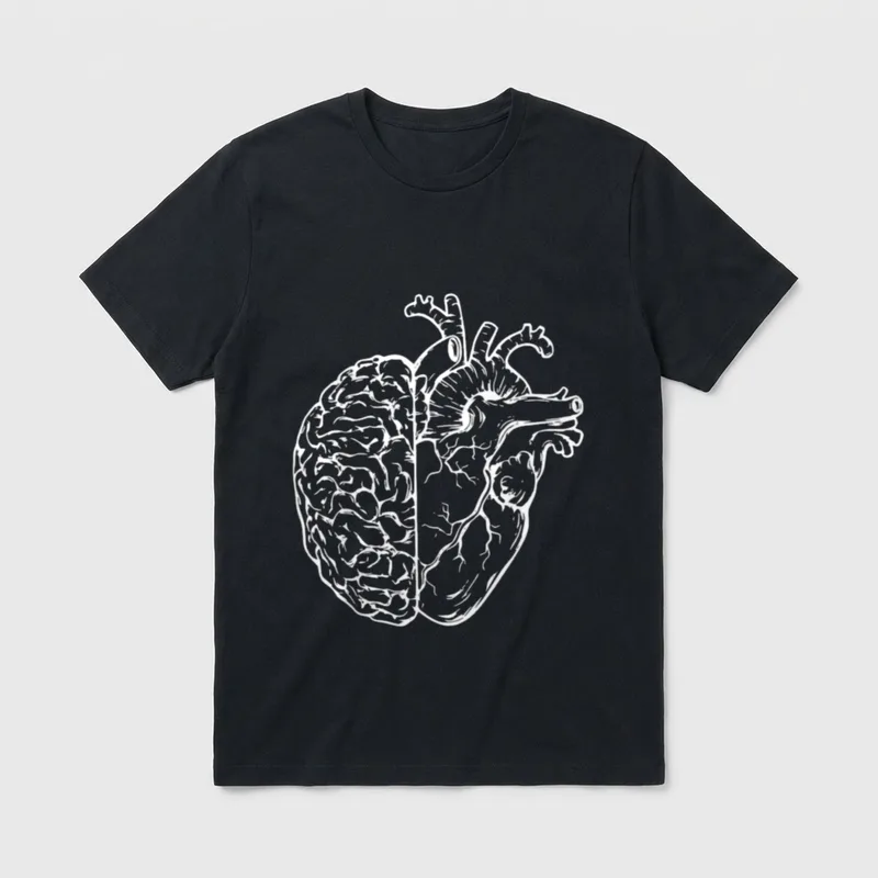 Anatomical Brain Heart Nurse Teacher Student T-Shirt – Classic T-Shirt in Black