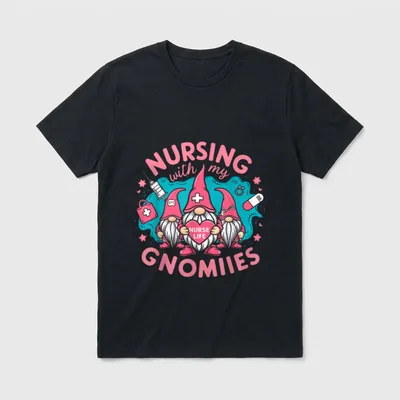 Nursing with My Gnomies Gnome Life T-Shirt – Classic T-Shirt in Black