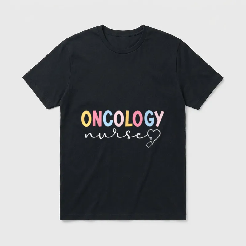 Oncology Nurse Nursing Best Nurses T-Shirt – ONCOLOGY nurse with heart stethoscope – Classic T-Shirt in Black