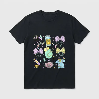 Easter Nurse Coquette Bow Stethoscope Eggs T-Shirt – Classic T-Shirt in Black