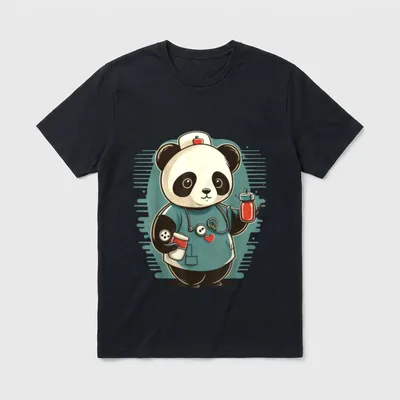 Medical Nursing Panda on Nurse T-Shirt – Classic T-Shirt in Black
