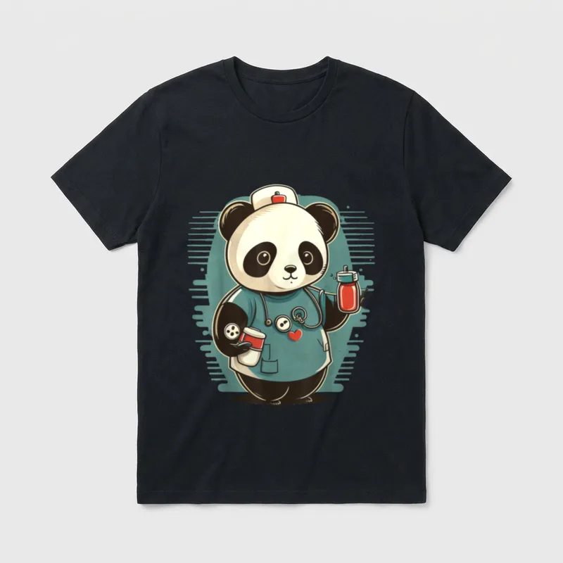 Medical Nursing Panda on Nurse T-Shirt – Classic T-Shirt in Black