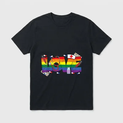 Gay Nurse LGBT-Q Pride Rainbow RN T-Shirt – Classic T-Shirt in Black