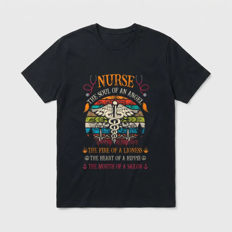 Nurse Soul of an Angel Fire T-Shirt – Classic T-Shirt in Black