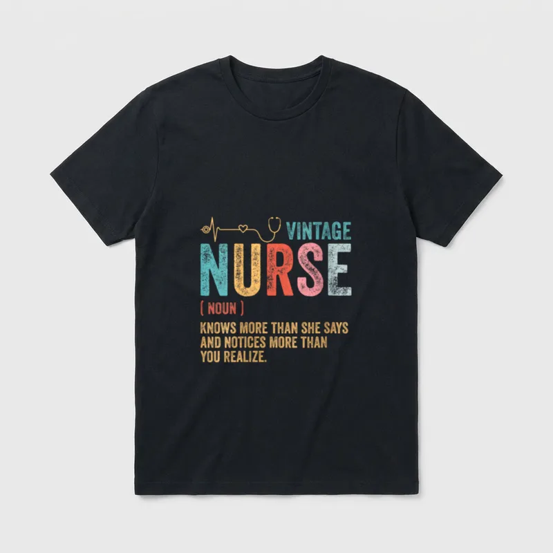 Vintage Nurse Definition Medical Caregiver T-Shirt – Classic T-Shirt in Black