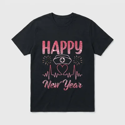 Happy New Year Nurse Crew Party T-Shirt – Classic T-Shirt in Black