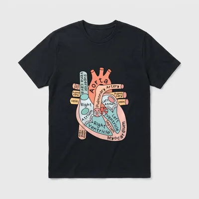 Anatomical Heart Cardiac Nurse Practioner Nursing T-Shirt – Classic T-Shirt in Black