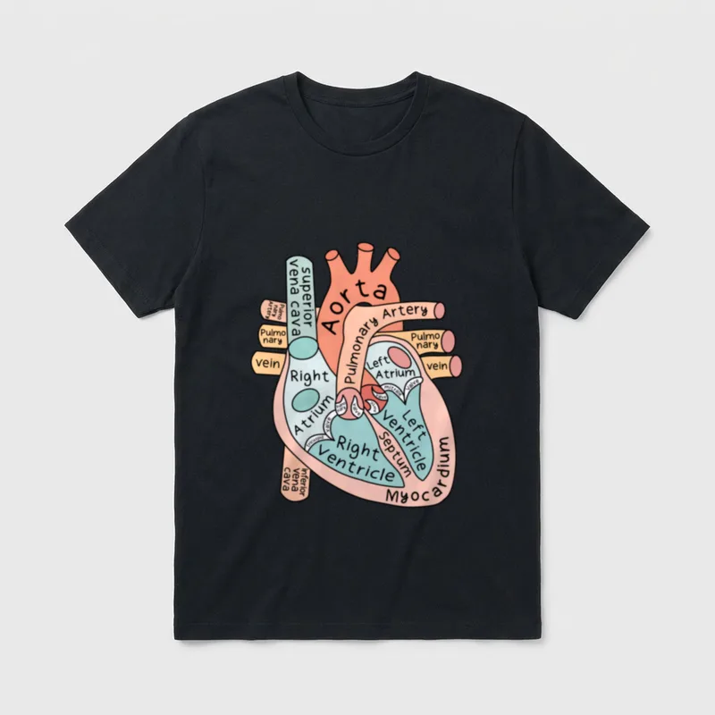 Anatomical Heart Cardiac Nurse Practioner Nursing T-Shirt – Classic T-Shirt in Black