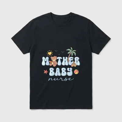 Mother Baby Nurse Summer Bear T-Shirt – Classic T-Shirt in Black