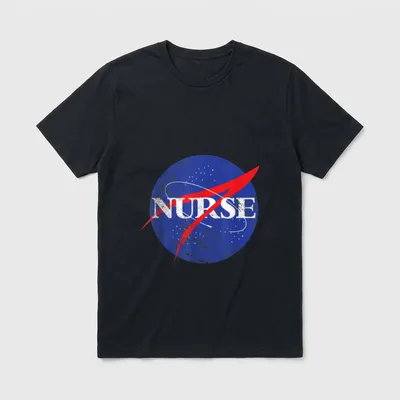 Nurse Astronaut Distressed Retro T-Shirt – Classic T-Shirt in Black