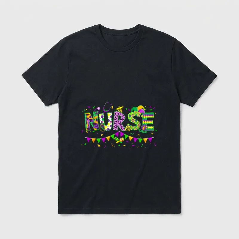 Funny Leopard Mardi Nurse Nursing School T-Shirt – Classic T-Shirt in Black