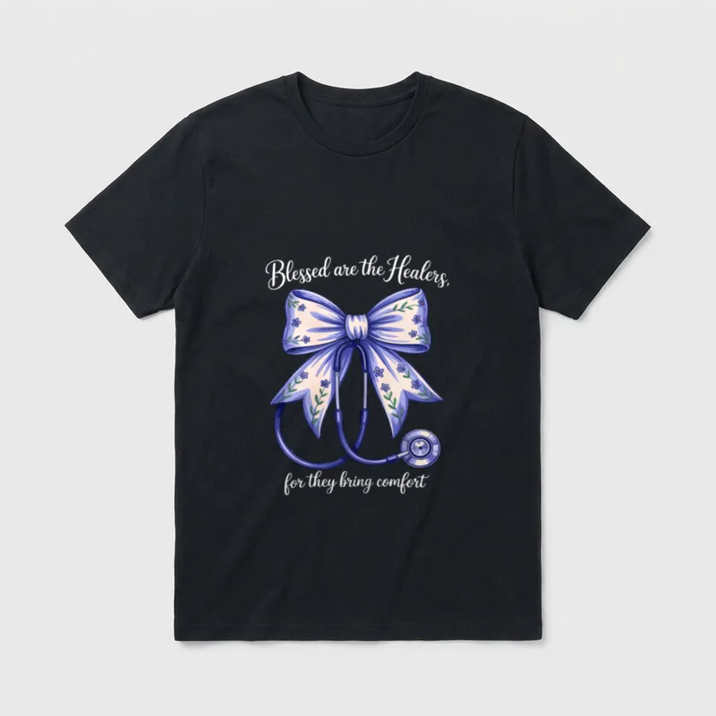 Nurse's Day Life Week Nurse Lover T-Shirt – Blessed are the Healers, for they bring comfort – Classic T-Shirt in Black