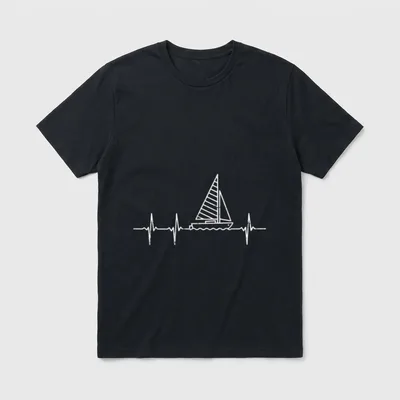 Sailboat Heartbeat Sailing Medical Nurse Boat T-Shirt – Classic T-Shirt in Black