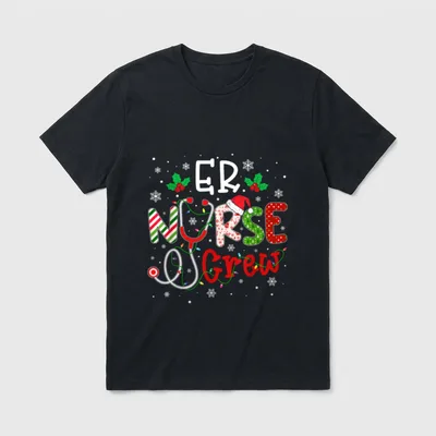 ER Christmas Nurse Crew Funny Nursing T-Shirt – Classic T-Shirt in Black