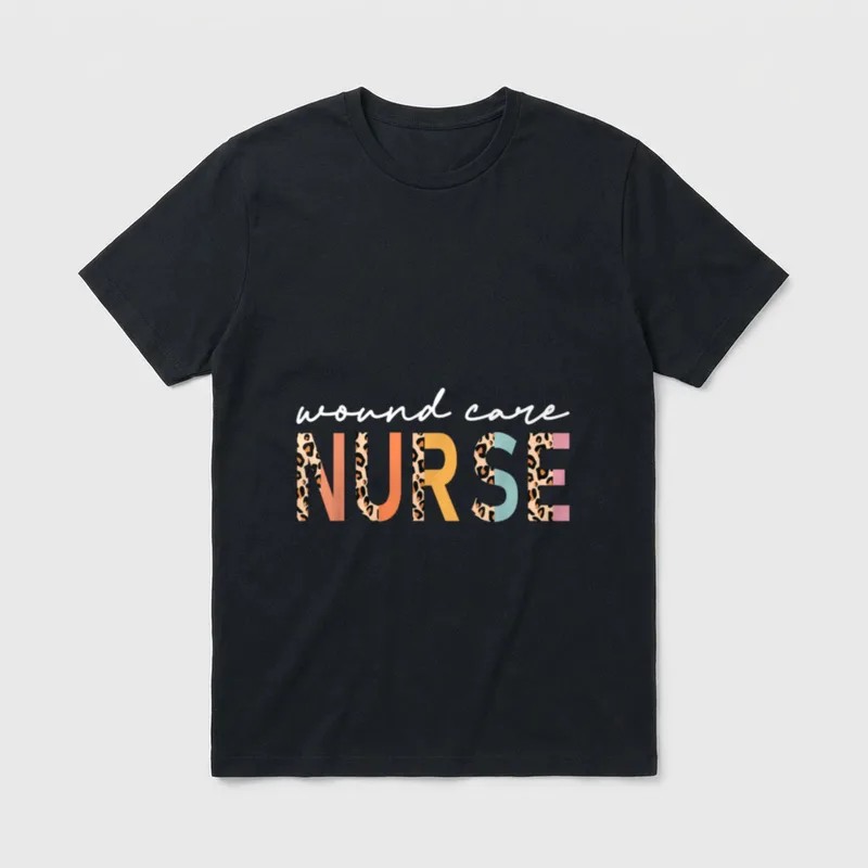 Leopard Wound Care Nurse Nursing Print T-Shirt – Classic T-Shirt in Black