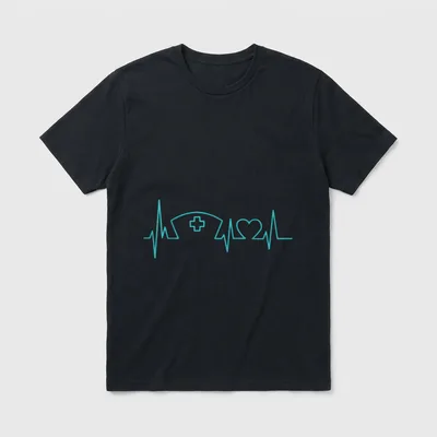 RN LVN Nurse Heartbeat Medicine Graduate T-Shirt – Classic T-Shirt in Black