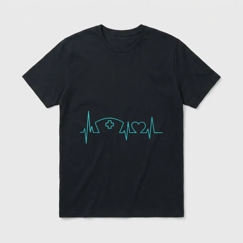 RN LVN Nurse Heartbeat Medicine Graduate T-Shirt – Classic T-Shirt in Black