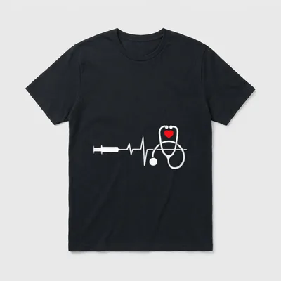 Funny Heart Beats Nurse Nursing Love T-Shirt – Classic T-Shirt in Black
