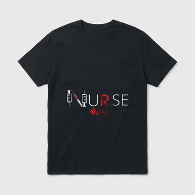 Nurse Official Comfortable T-Shirt – The word NURSE with syringes forming the letter N – Classic T-Shirt in Black