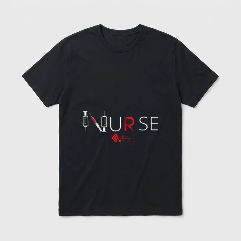Nurse Official Comfortable T-Shirt – The word NURSE with syringes forming the letter N – Classic T-Shirt in Black