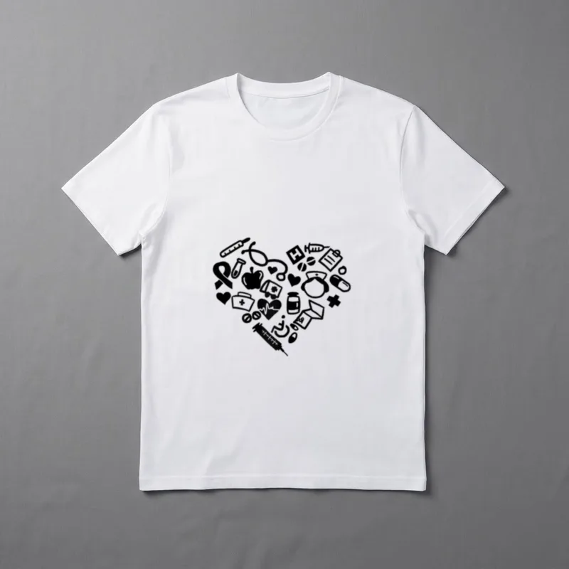 Heart Shaped Nursing Tools Nurse Healthcare T-Shirt – Classic T-Shirt in Black