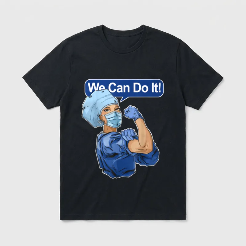 Rosie the Riveter Nurse Muscles T-Shirt – Classic T-Shirt in Black