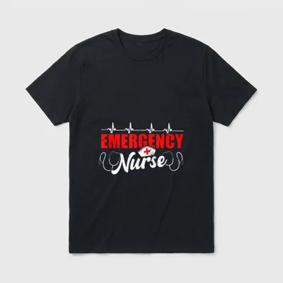 Emergency Nurse Nursing Heartbeat Stethoscope T-Shirt – Classic T-Shirt in Black