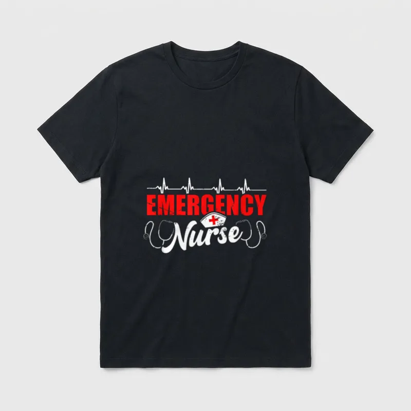 Emergency Nurse Nursing Heartbeat Stethoscope T-Shirt – Classic T-Shirt in Black