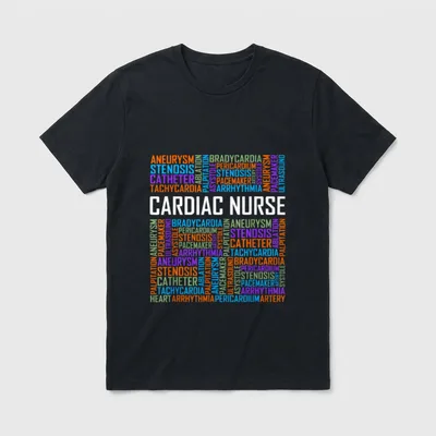 Cardiac Nurse Words CN Graduate Heart T-Shirt – Classic T-Shirt in Black