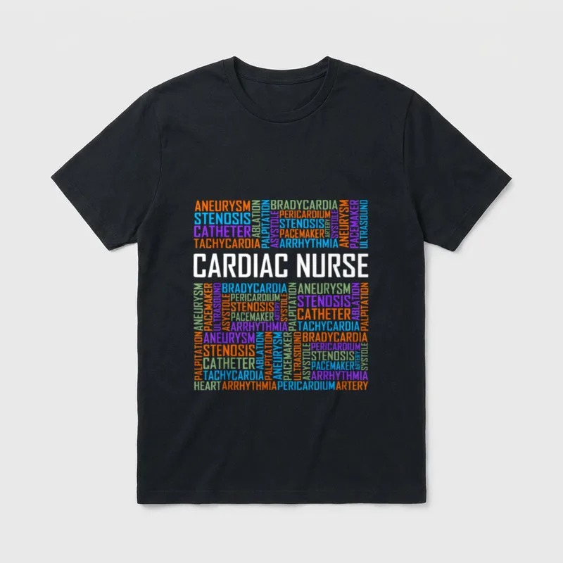 Cardiac Nurse Words CN Graduate Heart T-Shirt – Classic T-Shirt in Black