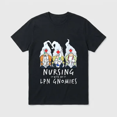 Nursing with My LPN Gnomies T-Shirt – Classic T-Shirt in Black