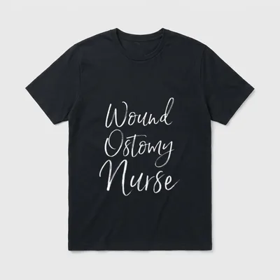 Wound Ostomy Nurse Care Nursing Surgery T-Shirt – White script text reading Wound Ostomy Nurse – Classic T-Shirt in Black