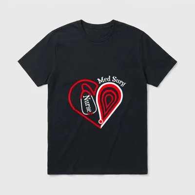 Med Surg Nurse Stethoscope Heart Valentine's T-Shirt – Classic T-Shirt in Black