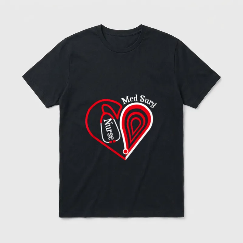 Med Surg Nurse Stethoscope Heart Valentine's T-Shirt – Classic T-Shirt in Black