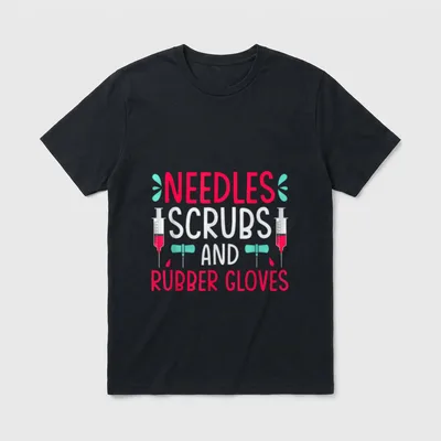 Needles Scrubs Rubber Gloves Nurse Nursing T-Shirt – Classic T-Shirt in Black