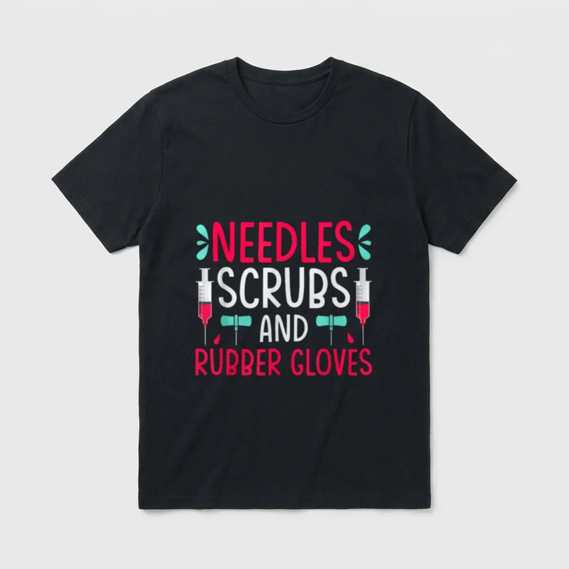 Needles Scrubs Rubber Gloves Nurse Nursing T-Shirt – Classic T-Shirt in Black