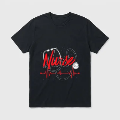 Nursing Hospital Heartbeat Stethoscope Medical Nurse T-Shirt – Classic T-Shirt in Black