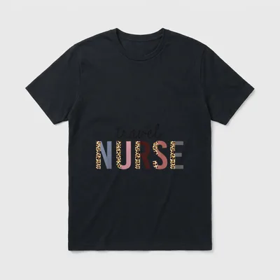 Travel Nurse Leopard Print Nursing School T-Shirt – Classic T-Shirt in Black