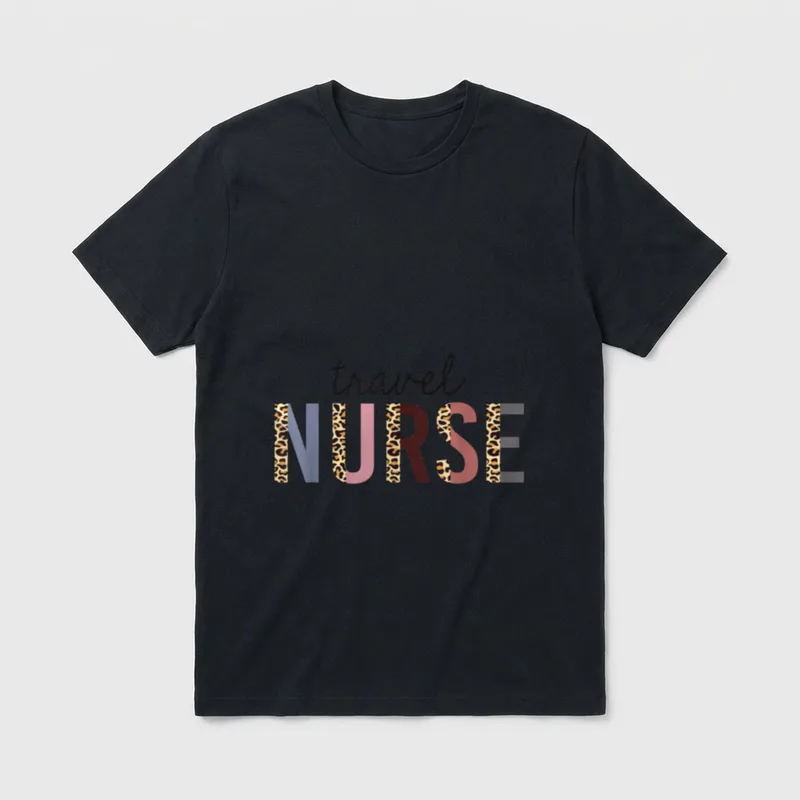 Travel Nurse Leopard Print Nursing School T-Shirt – Classic T-Shirt in Black