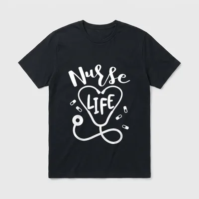 Nurse Sign Heart Phonendoscope Funny Nursing T-Shirt – Classic T-Shirt in Black