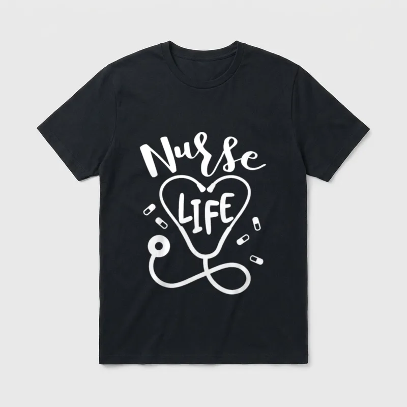 Nurse Sign Heart Phonendoscope Funny Nursing T-Shirt – Classic T-Shirt in Black
