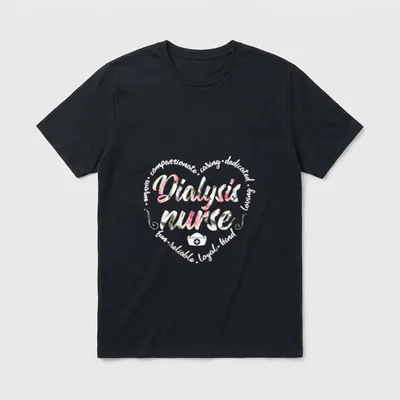 Dialysis Nurse Costume Floral Nurses's Cap T-Shirt – Classic T-Shirt in Black